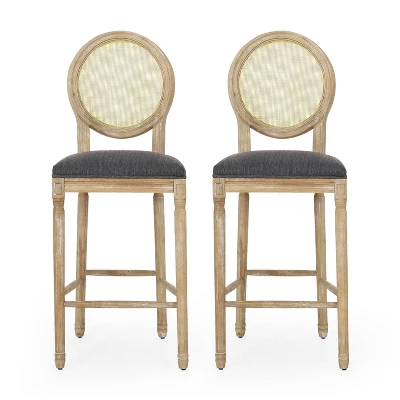 2pc Epworth French Country Wooden Barstools With Upholstered Seating - Christopher Knight Home - Image 5