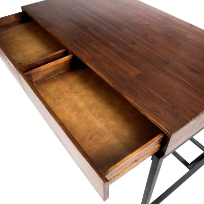 Ebany Industrial Acacia Wood Storage Desk Dark Oak - Christopher Knight Home - Image 2