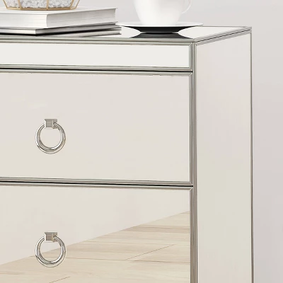 Bandara Modern 3 Drawer Cabinet Silver - Christopher Knight Home - Image 3