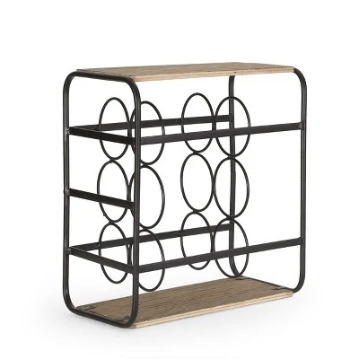 Rauser Modern Industrial 6 Bottle Tabletop Wine Rack Natural/Black - Christopher Knight Home - Image 2