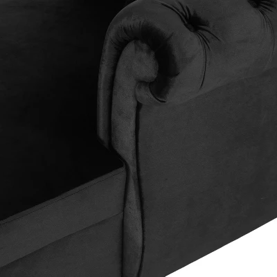 Houck Modern Glam Tufted Velvet Tete-A-Tete Chaise Lounge With Accent Pillows - Christopher Knight Home - Image 6