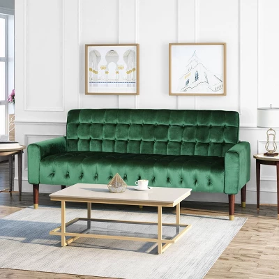 Hertford Tufted Velvet Sofa Emerald - Christopher Knight Home