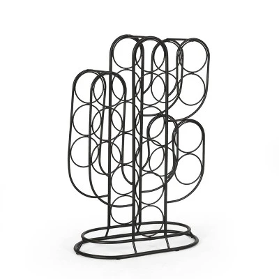Ferrat Modern Industrial 13 Bottle Tabletop Cactus Wine Rack Black - Christopher Knight Home - Image 2