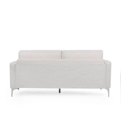 Dallin Contemporary Fabric 3 Seater Sofa Beige/Silver - Christopher Knight Home - Image 5
