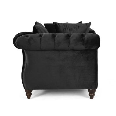Houck Modern Glam Tufted Velvet Tete-A-Tete Chaise Lounge With Accent Pillows - Christopher Knight Home - Image 3