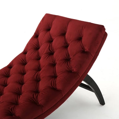 Garret Tufted Velvet Chaise Lounge Garnet - Christopher Knight Home - Image 2