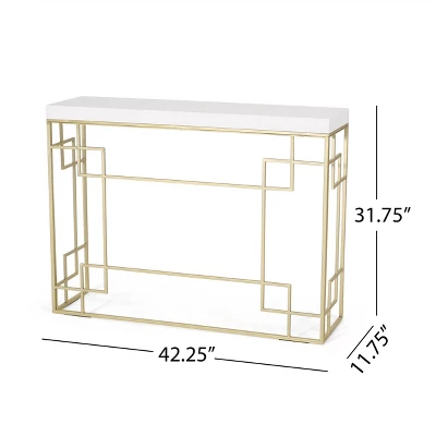 Depue Modern Glam Geometric Console Table Gold/White - Christopher Knight Home - Image 9