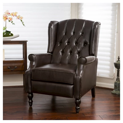 Walter Brown Bonded Leather Recliner Club Chair - Christopher Knight Home