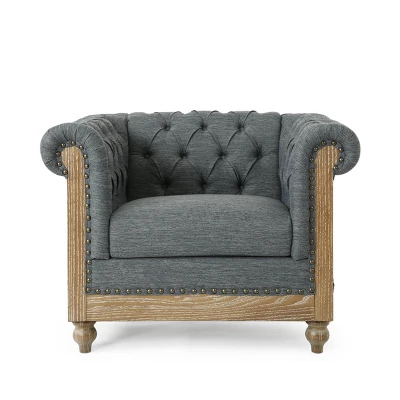 Voll Chesterfield Tufted Fabric Club Chair With Nailhead Trim - Christopher Knight Home - Image 10