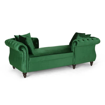 Houck Modern Glam Tufted Velvet Tete-A-Tete Chaise Lounge With Accent Pillows - Christopher Knight Home - Image 10
