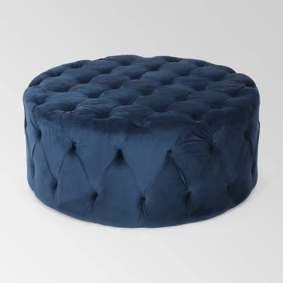 Orla Modern Glam Round Ottoman - Christopher Knight Home - Image 5