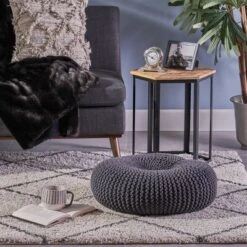 Burley Knitted Donut Pouf Dark Gray - Christopher Knight Home