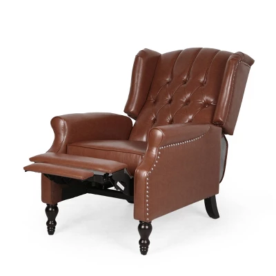 Walter Contemporary Tufted Recliner Cognac Brown/Dark Brown - Christopher Knight Home - Image 2