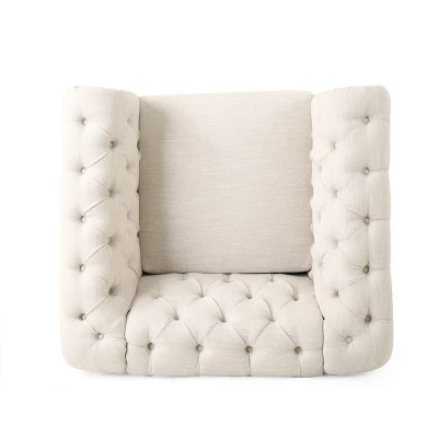 Voll Chesterfield Tufted Fabric Club Chair With Nailhead Trim - Christopher Knight Home - Image 4