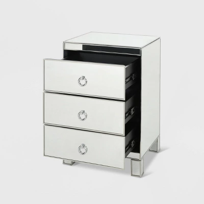 Bandara Modern 3 Drawer Cabinet Silver - Christopher Knight Home - Image 2