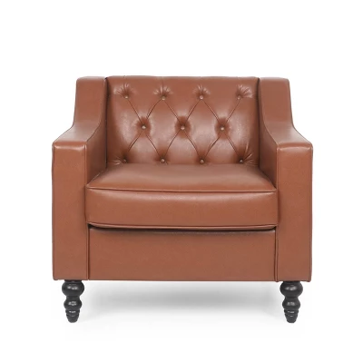 Furman Contemporary Tufted Club Chair Cognac - Christopher Knight Home - Image 9