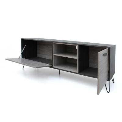 Isadora 71" Mid Century TV Stand For TVs Up To 74" Sonoma Gray/Black - Christopher Knight Home - Image 4