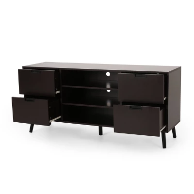 Doerun Mid-Century Modern Storage TV Stand For TVs Up To 48" Dark Gray/Black - Christopher Knight Home - Image 7