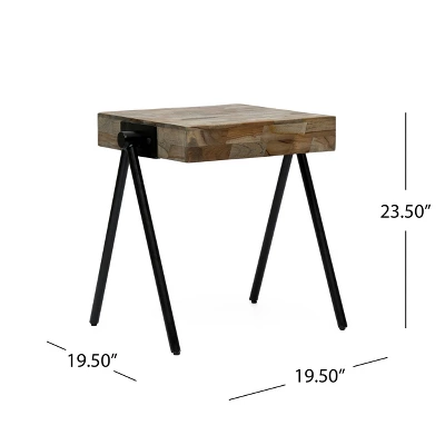 Gurley Handcrafted Modern Industrial Mango Wood Side Table Gray/Black - Christopher Knight Home - Image 7