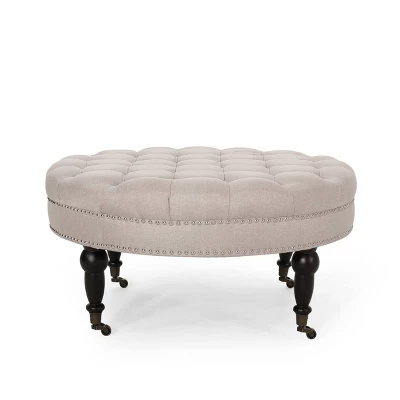 Cimarron Contemporary Round Ottoman With Rolling Casters - Christopher Knight Home - Image 9