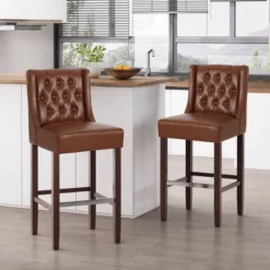 Set Of 2 Bayliss Contemporary Wingback Barstools - Christopher Knight Home