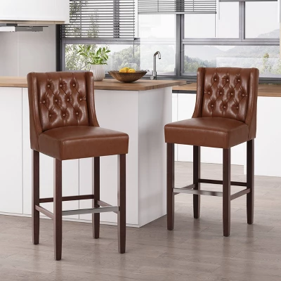 Set Of 2 Bayliss Contemporary Wingback Barstools - Christopher Knight Home