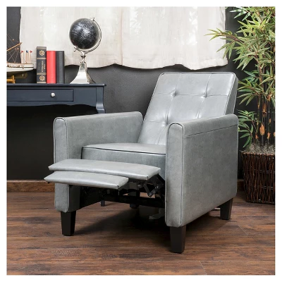 Christopher Knight Home Ethan Tufted Bonded Leather Recliner Chair - Dark Gray - Image 2
