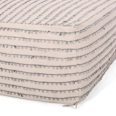 Gaddie Boho Rectangular Bean Bag Ottoman White/Gray/Black - Christopher Knight Home - Image 4