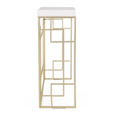 Depue Modern Glam Geometric Console Table Gold/White - Christopher Knight Home - Image 3
