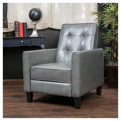 Christopher Knight Home Ethan Tufted Bonded Leather Recliner Chair - Dark Gray