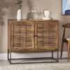 Punjab Handcrafted Boho Mango Wood 2 Door Sideboard French Gray/Antique Bronze - Christopher Knight Home