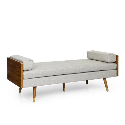 Keairns Mid Century Modern Tufted Double End Chaise Lounge With Bolster Pillows - Christopher Knight Home - Image 9